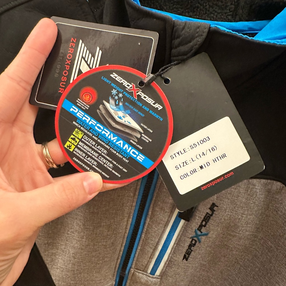 ZeroXposur Black and Gray Jacket with Blue Highlights - Picture 3 of 5